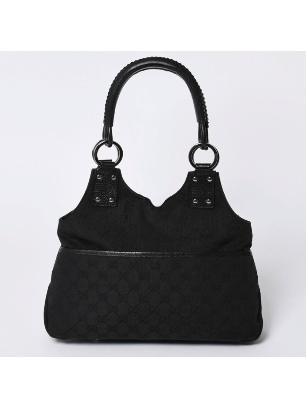 Gucci Hand Bag Handbag GG Canvas Black